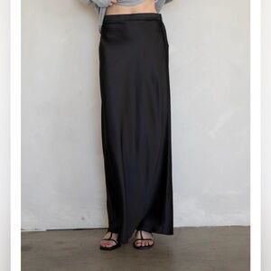 Black Satin Maxi Skirt NWT Things Between Large